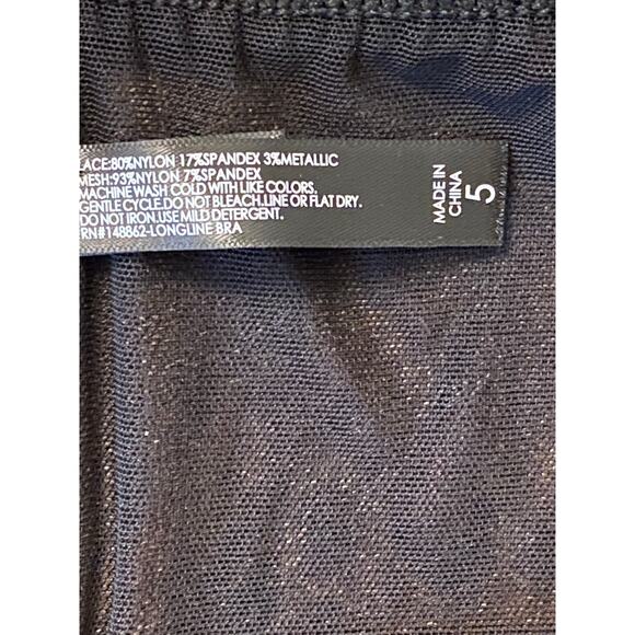 Torrid Curve Black Mesh Gold Embroidery Lace Longline Bra Size 5 (46DD - 48DDD) - Picture 4 of 4